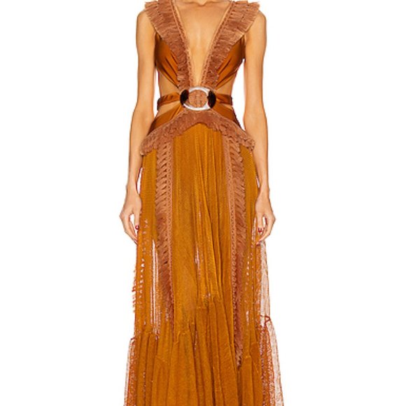 PatBo Netted Fringe Beach Dress Sunflower - Picture 2 of 6